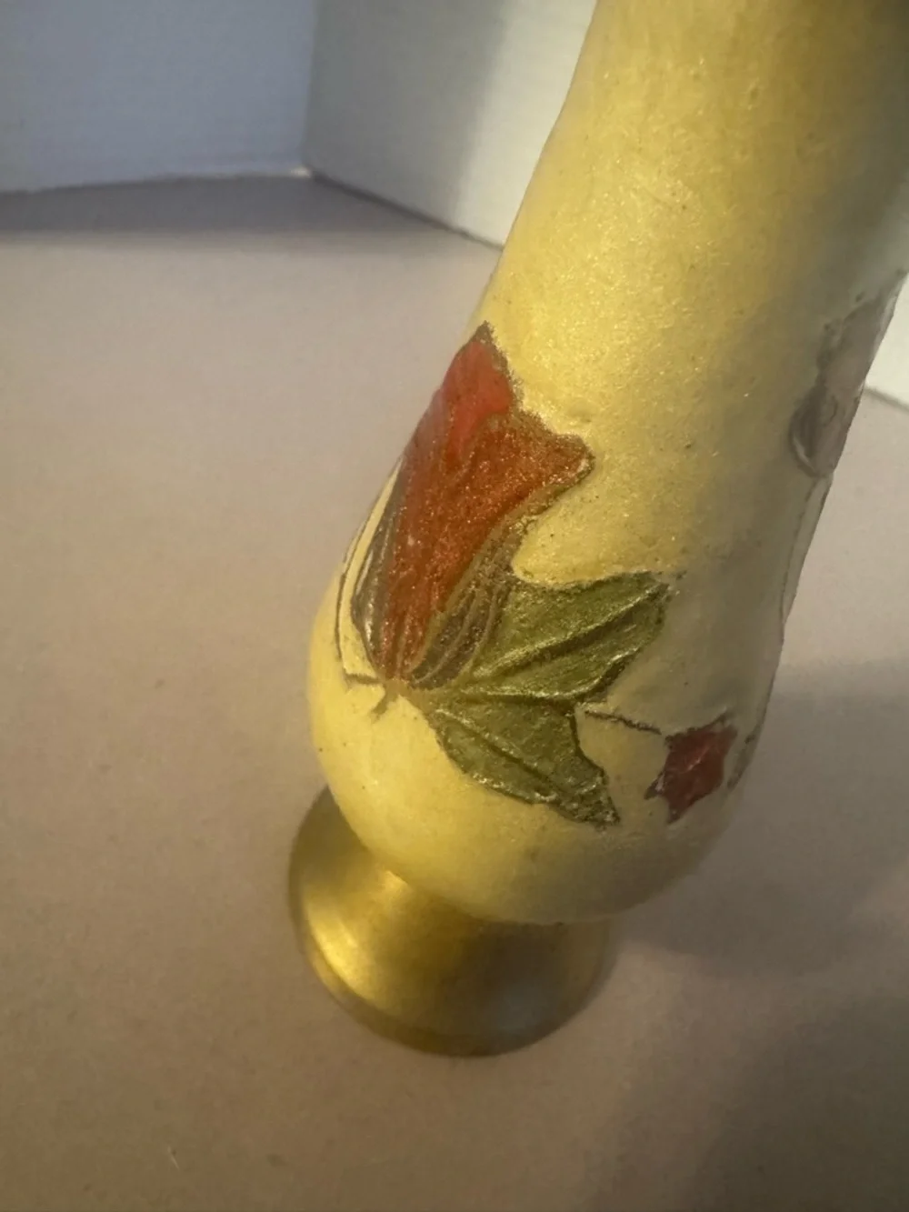 Vintage Small Enameled Vase - Aged